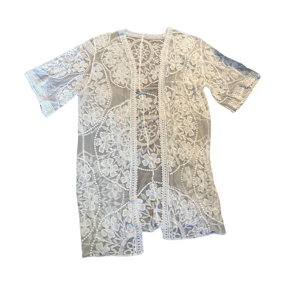 Womens white lace gorgeous shawl wrap cardigan accessory one size